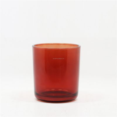 Bright Light Senior Amber Glass Candle Holder On Home Party With Wood