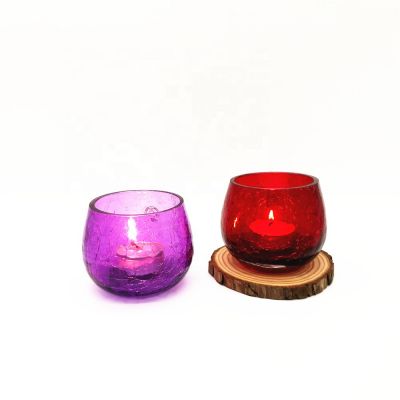 Luxury Handmade Cracked Glass Candle Jar Tealight Holders