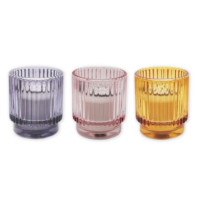 candle maker packaging luxury waterproof label Striped Color Glass Candle Jar