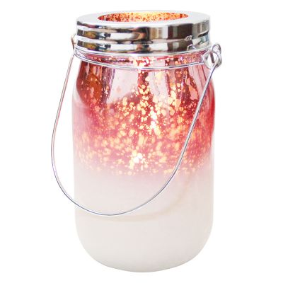 New Arreival rose gold electroplating Lantern Candle Glass Candle Lantern With Handle