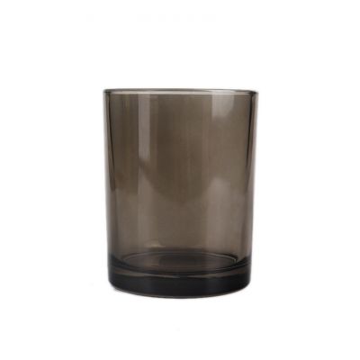 High Quality Large Capacity Grey Colors Glass Candle Holder Jars Candlestick Container Wholesale