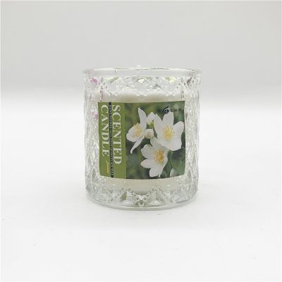 Custom Home Decorative High Quality Embossed Glass Candle Jar