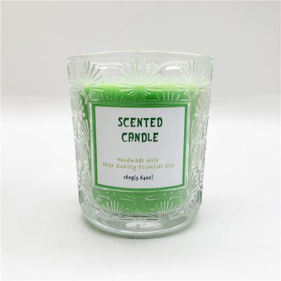 China Manufacturer Decorative Embossed Crystal Glass Candle Jar
