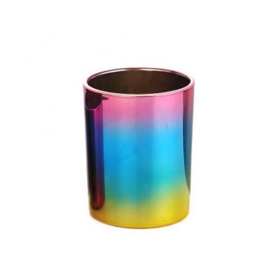 8oz Colored Gradient Glass Candle Jar Luxury Tumbler Pear Electroplated Color Canister Jar for Candle Making