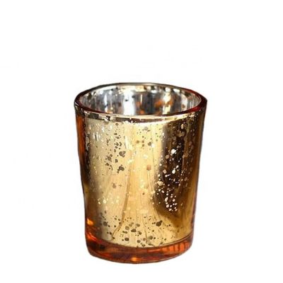 High quality luxury gold glass jar for candle mercury glass candle holder glass votive stocked for sale