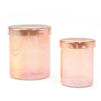 Luxury Textured Pink Decorating Votive Glass Candle Jar With Lid by For Home Exim