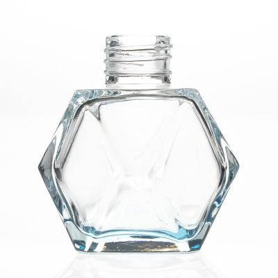 Decorative 6oz Empty Blue Coloured Polyhedral Shaped Empty Bottle Wholesale for Reed Diffuser Bottle