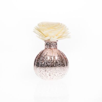 Room Decorative Vase 4oz Rose Gold Color Round Fragrance Bottles Glass Perfume Reed Diffuser Bottle