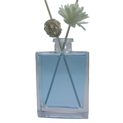 Flat Square 180 Ml Transparent Aroma Premium Transparent Reed Diffuser Glass Bottle