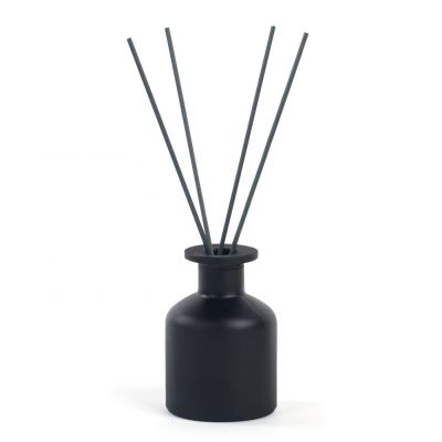 150ml empty round shape matte frost black aroma reed diffuser glass bottle