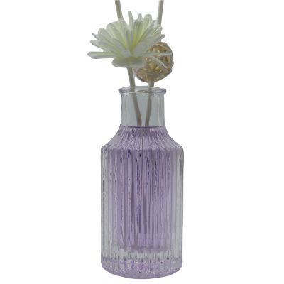 Decorative 100 Ml Aromatherapy Bottle Round Shaped Clear Reed Diffuser Glass Bottle