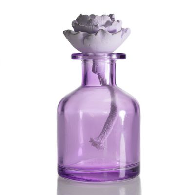 Home Fragrance Pot-bellied Bottle Purple 130ml Reed Diffuser Glass Bottle With Cork