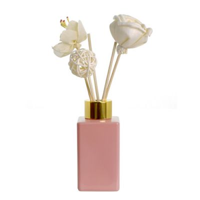 Decorative 90ml Aromatherapy Bottle Square Shaped Reed Car Room Diffuser Glass Bottle with Cap