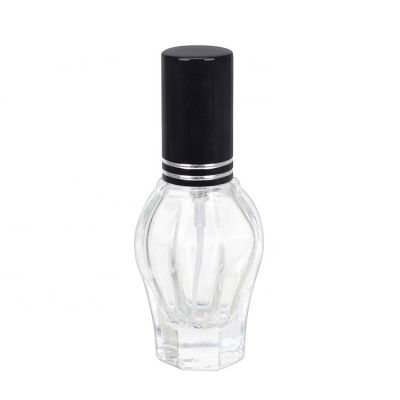 luxury 10ml clear special multi-faceted perfume glass bottle with black alumuminum sprayer