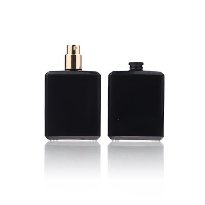 Wholesale custom Square silk printing black color 50ml glass perfume bottle colors aluminum spray bottle