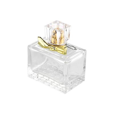 120ML Clear Square Bow Shape Empty Luxury Perfume Bottles Crimp