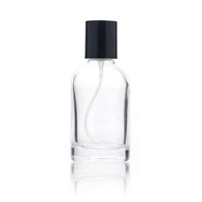 High Quality Transparent Cylinder Round OEM Glass Perfume Bottle 50 ml 100 ml Crimp Spray