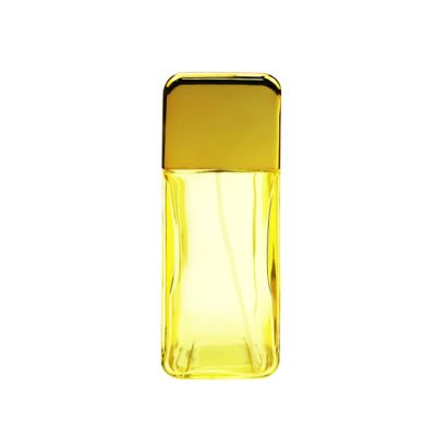 Custom 100 ML Square Gold Fragrance Glass Perfume Bottle Packaging With Gold Lid Pump