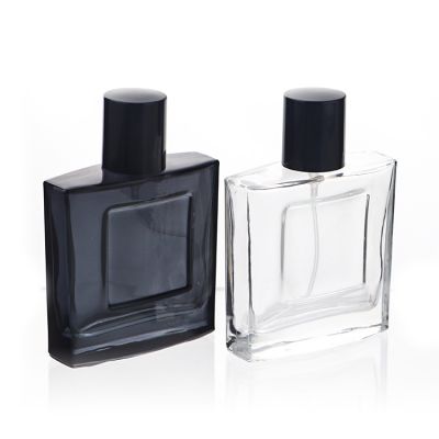 2021 Hot Selling Men Luxury Black Square High-end Logo Custom Empty Spray Perfume Bottles for wholesale