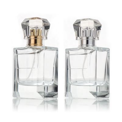 Wholesale Manufacturer Square Perfume Glass Bottles 50ml Luxury Glass Spray Perfume Bottle