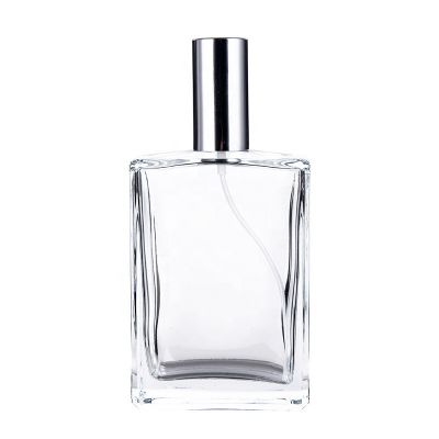 Wholesale customization 50ml Clear empty perfume bottle spray Silver cap