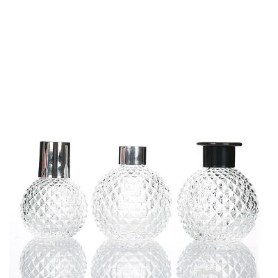 Unique Room Diffuser Bottle Glass Empty 200ml Round Ball Embossed Diffuser Bottle
