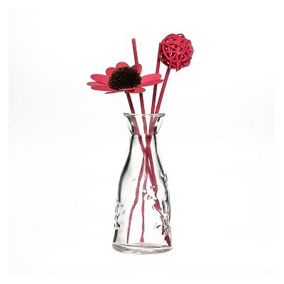 Unique Design Embossed Luxury Vase Flowe Diffuser Glass Bottle 100ml For Home Decoration