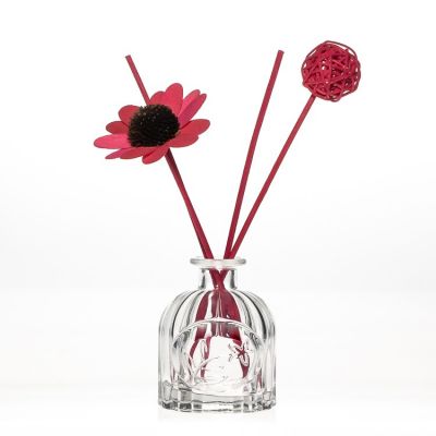 Customized Luxury Engraving 100ml Empty Clear Reed Diffuser Glass Bottle With Rattan Sticks