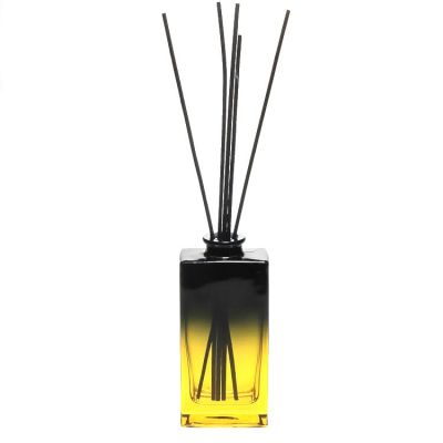 Hot Sale Cheap 150ml Empty Glass Yellow Colored Square Diffuser Aroma Bottles