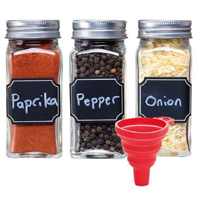Amazon 4OZ 120ML Airtight Salt Pepper Herb Packaging Square Spice Glass Jars and bottle With funnel and shaker