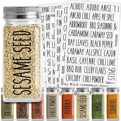 Glass Spice Jar With Caps Black All Caps Spice Names + Numbers