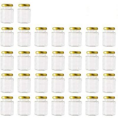 4oz Clear Hexagon Jars,Small Glass Jars With Lids(Golden),Mason Jars For Herb,Foods,Jams,Liquid,Spice Jars For Storage