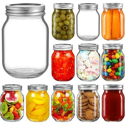 16 oz Mason Jars with Airtight Lids for Preserving, Meal Prep, Overnight Oats, Jam, Jelly, Jams, Spice, Salads, Yogurt, Sauces, Wedding Favors