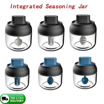 Glass Spice Box Spoon And Lid Integrated Spice Jar Combination Seasoning Jar Honey Salt Shaker Oil Bottle Sets Kitchen Supplies