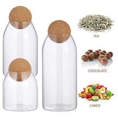 Glass Storage Tank Borosilicate Glass Sealed Cans Food Grains Container Storage Jar with Cork for Kitchen Sugar