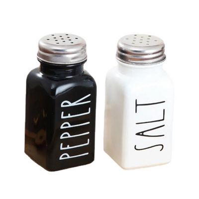 Salt and Pepper Shaker Set Glass Dispenser Jars Farmhouse Design Set of 2 Bottles