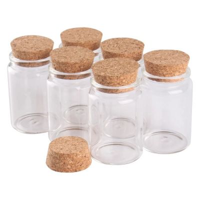 6pcs 80ml 47*70mm Glass Candy Bottles With Cork Stopper Spice Glass Vessels Storage Potion Bottles For Wedding Favors