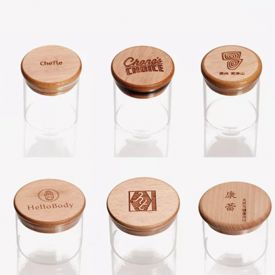 High Quality Engrave Jars Lid Bamboo Bottle Cap Customized LOGO Different Size Wood Lids