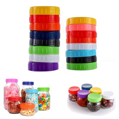 Colorful Regular Mouth 70mm Plastic Mason Jar Airtight Lids For Food Storage