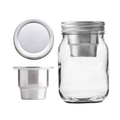 SS304 Salad Condiments Cup and Secure Glass Mason Jar Lid