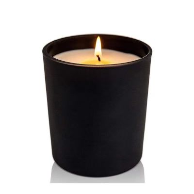 Stock frosted black glass candle jar round black glass candlestick oil lamp glass jar