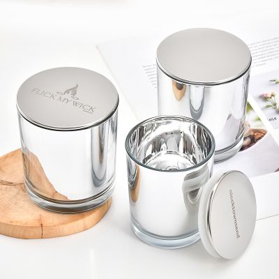 Hot Sale Electroplating Silver inside Empty Glass Jars For Candles Scented Candles With Flat Lid