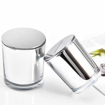 Luxury Candles Scented Electroplating Silver Inside Scented Candle Jars With Luxury Flat Mirror Sealed Lid
