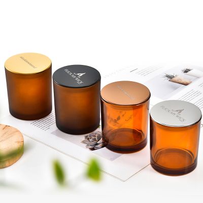 Customized Modern Glass Candle Jar Storage Candle Jar Amber Glass Home Decoration 7oz 11oz 15oz