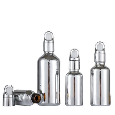 factory wholesale 5ml10ml15ml20ml30ml 50ml100ml Silver Plated Gold Perfume Essential Oil Glass Dropper Bottle With Rubber Head