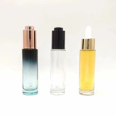 30ml 1 oz empty skin care Oil Yellow serum Packaging Cosmetics cylinder Hair oil Glass dropper bottle with pump lid