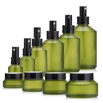 Chinese Factory High Quality Green Glass Transparent Bottle Set 2021