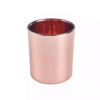Rose gold metallic cylinder glass candle jar candle holder luxury candle container