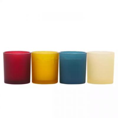 Custom frosted color empty candle jar glass candle holder container wholesale factory supplier red blue amber black