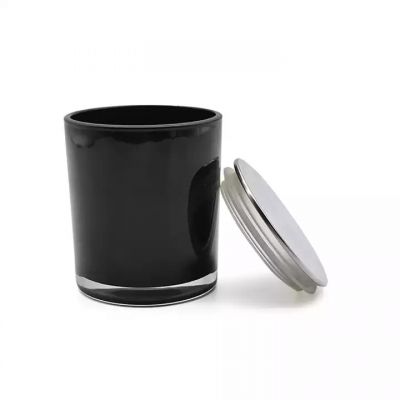 Black Jars For Candle 220ml 315ml Empty Glass Candle Jars With Black Gold Aluminum Lid For Candle Making